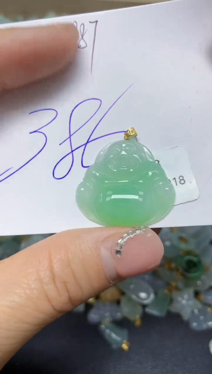 【闪购商品】翡翠挂件18K金镶嵌 天然翡翠A货