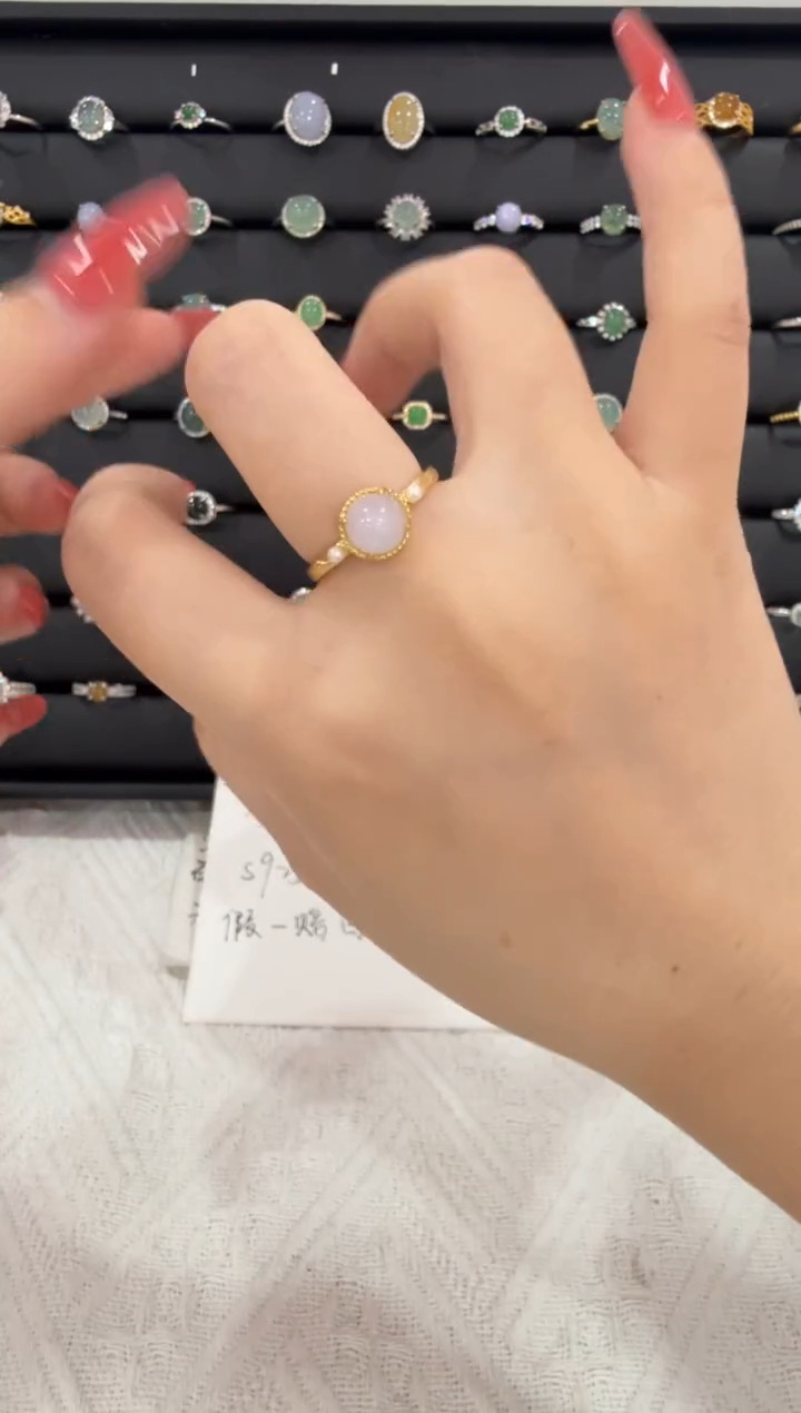 银S925镶嵌戒指翡翠023