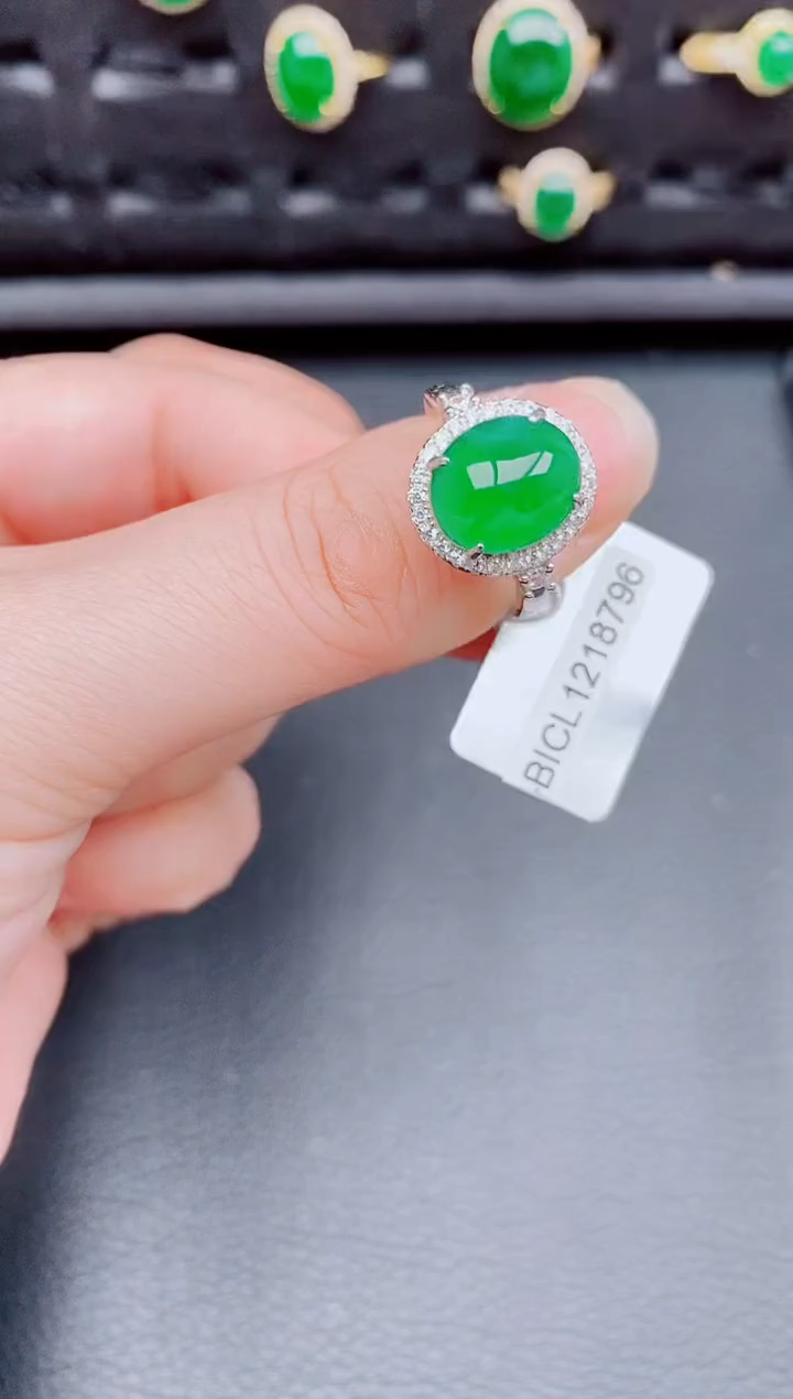 【闪购商品】翡翠戒指银S925镶嵌天然a货翡翠294