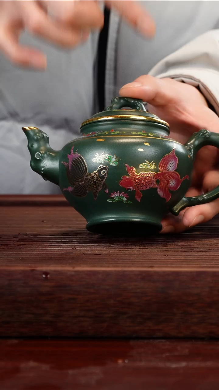 茶壶紫砂绿泥报春350cc左右