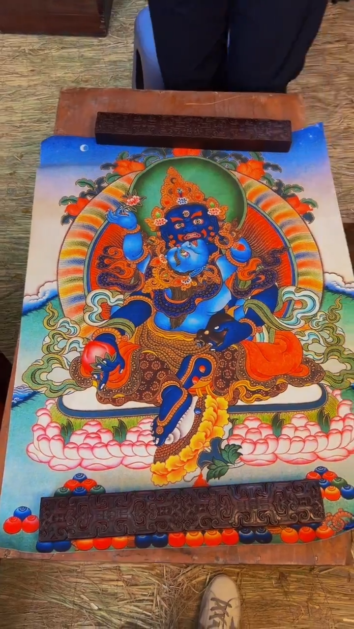 装裱画精品手绘唐卡链接--A黑财神