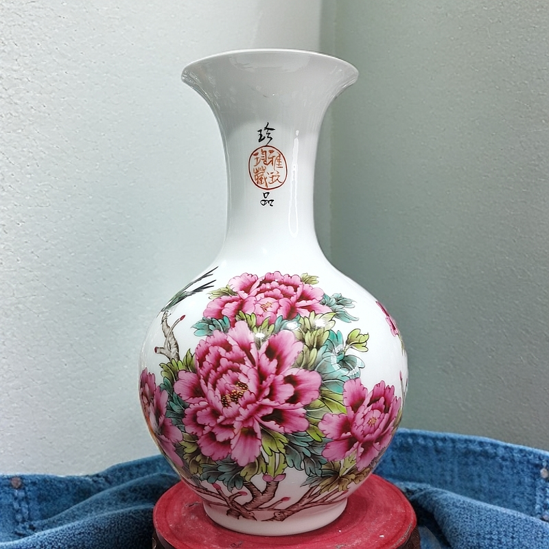 景德镇俞金喜老师高端手绘花瓶瓷花瓶摆件正品玄关青花瓷瓷器陶瓷