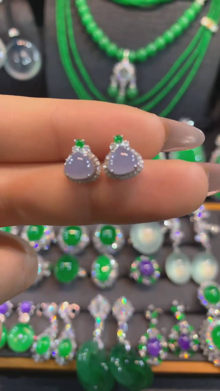 【闪购商品】翡翠耳饰18K金镶嵌耳饰