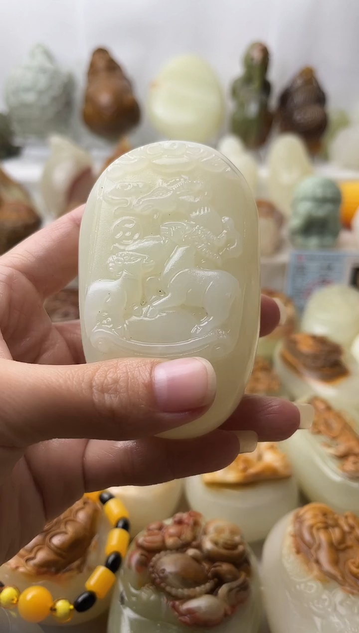 石材古青石棉纹正常不退换三羊开泰