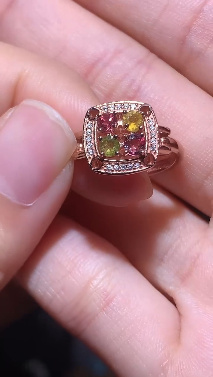 碧玺戒指银S925镶嵌（晶盈阁严选）