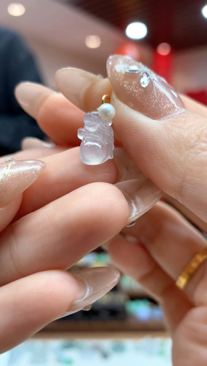 【闪购商品】翡翠吊坠(不含链)18K金镶嵌天使