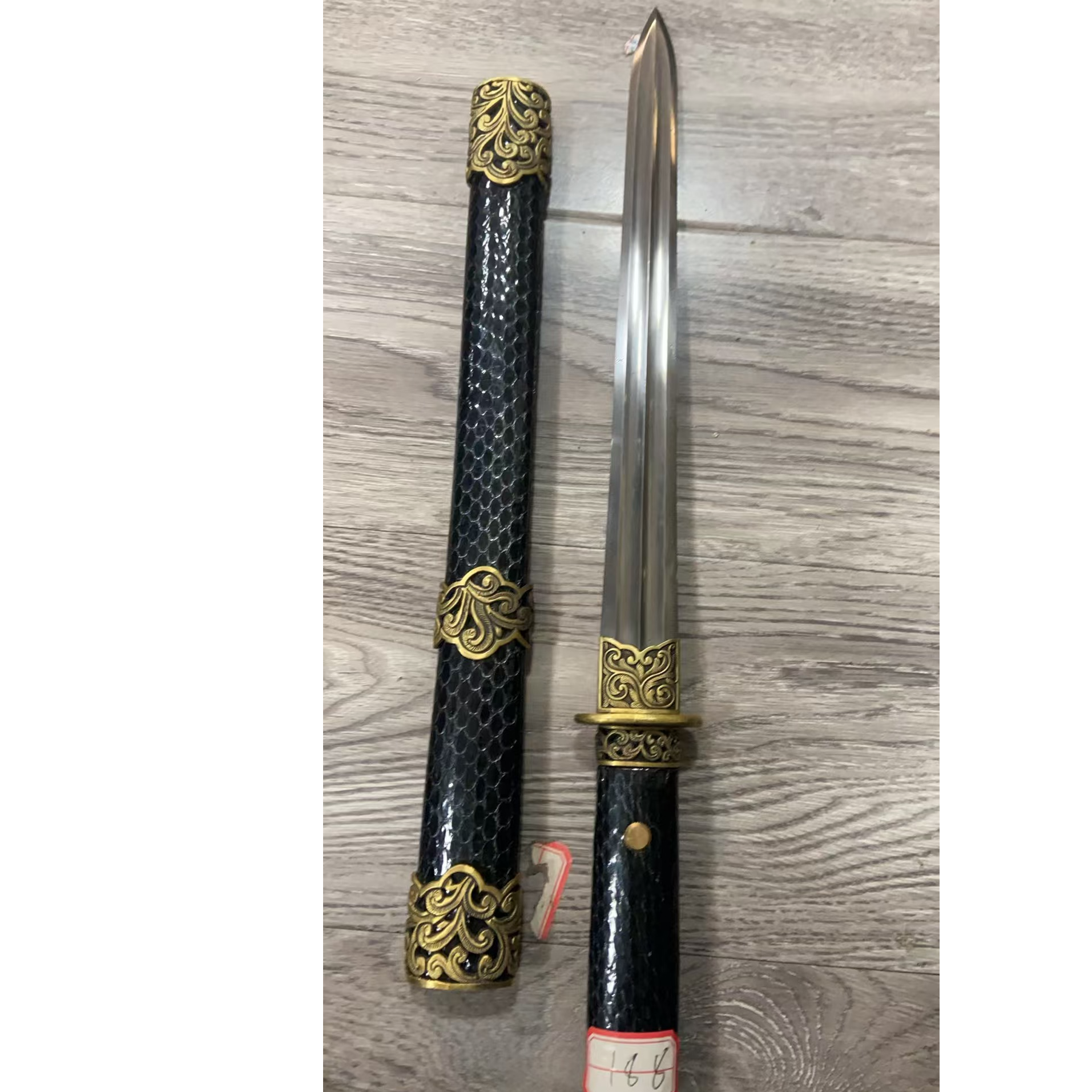 短款纯铜装小剑自炼花纹钢未开刃188