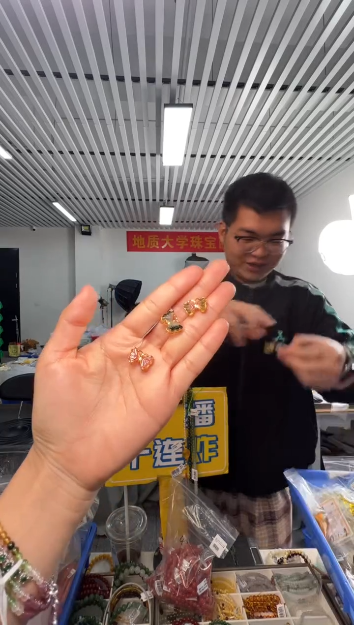 吊坠(不含链)银S925镶嵌碧玺西瓜碧玺蝴蝶S925银吊坠多样性发一