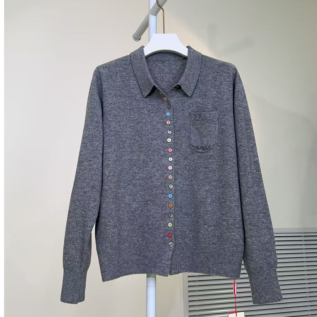 冬季翻领新款羊毛衫秋冬毛衣时尚百搭显瘦洋气重工高端毛衫25801