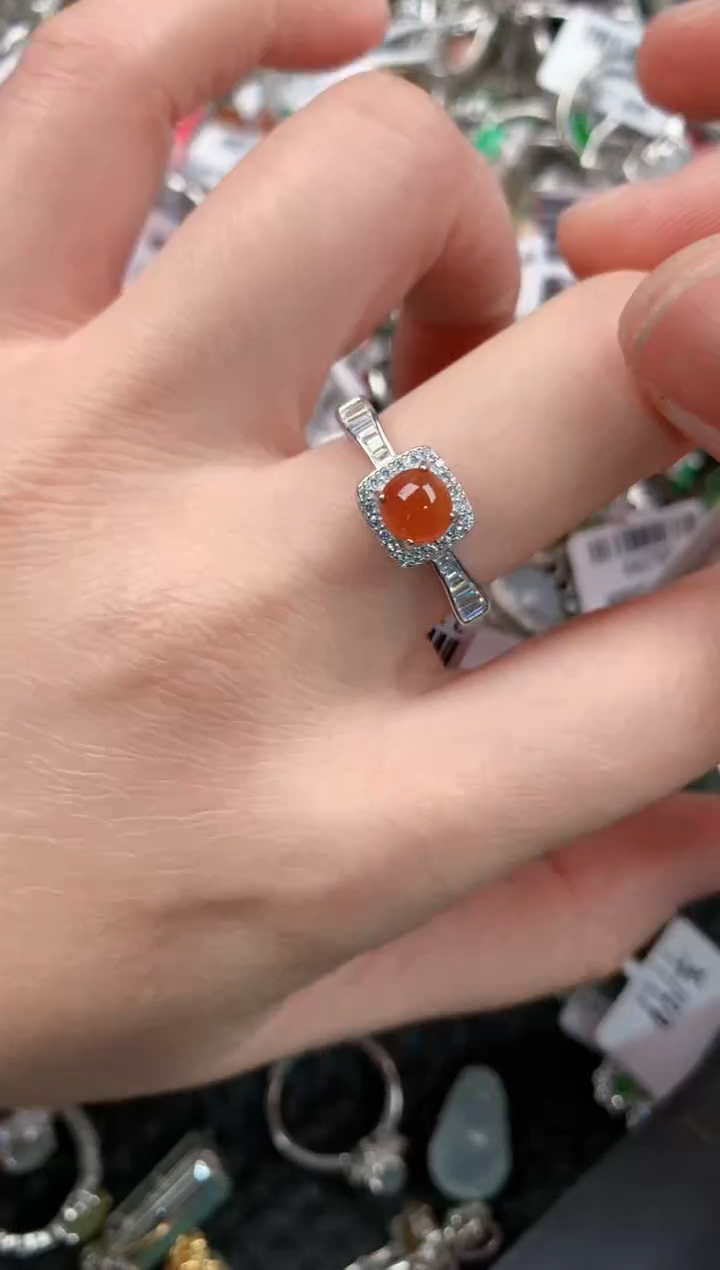 银S925镶嵌戒指翡翠222     1