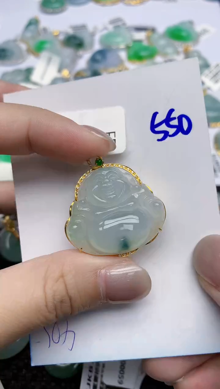 【闪购商品】翡翠颈饰18K金镶嵌天然翡翠A货