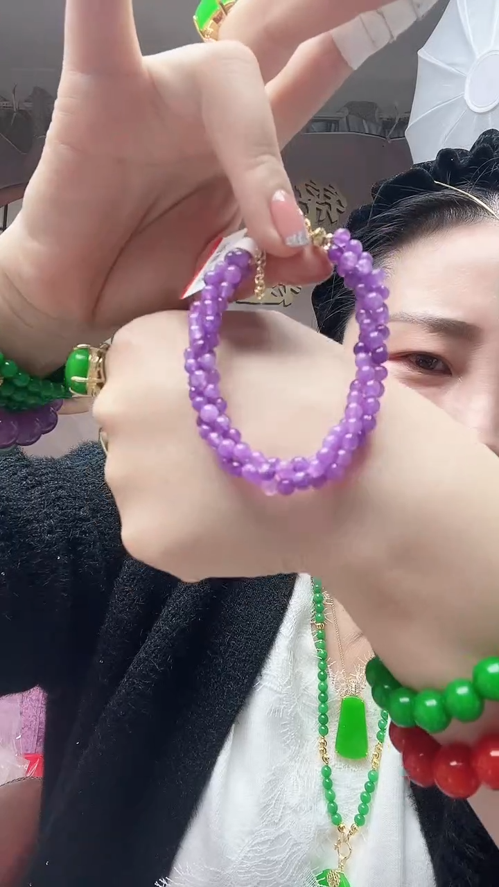 【闪购商品】翡翠手链14K金镶嵌A80号