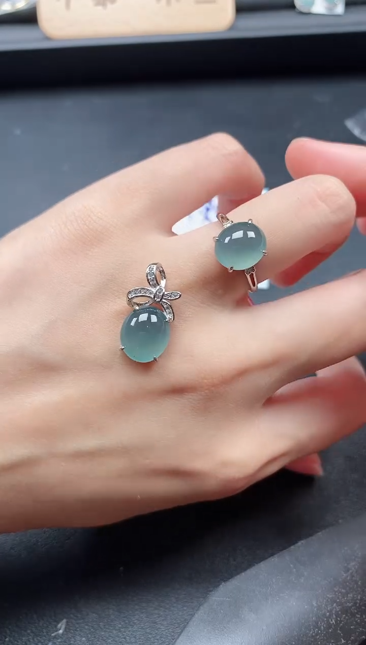 翡翠戒指银S925镶嵌51511