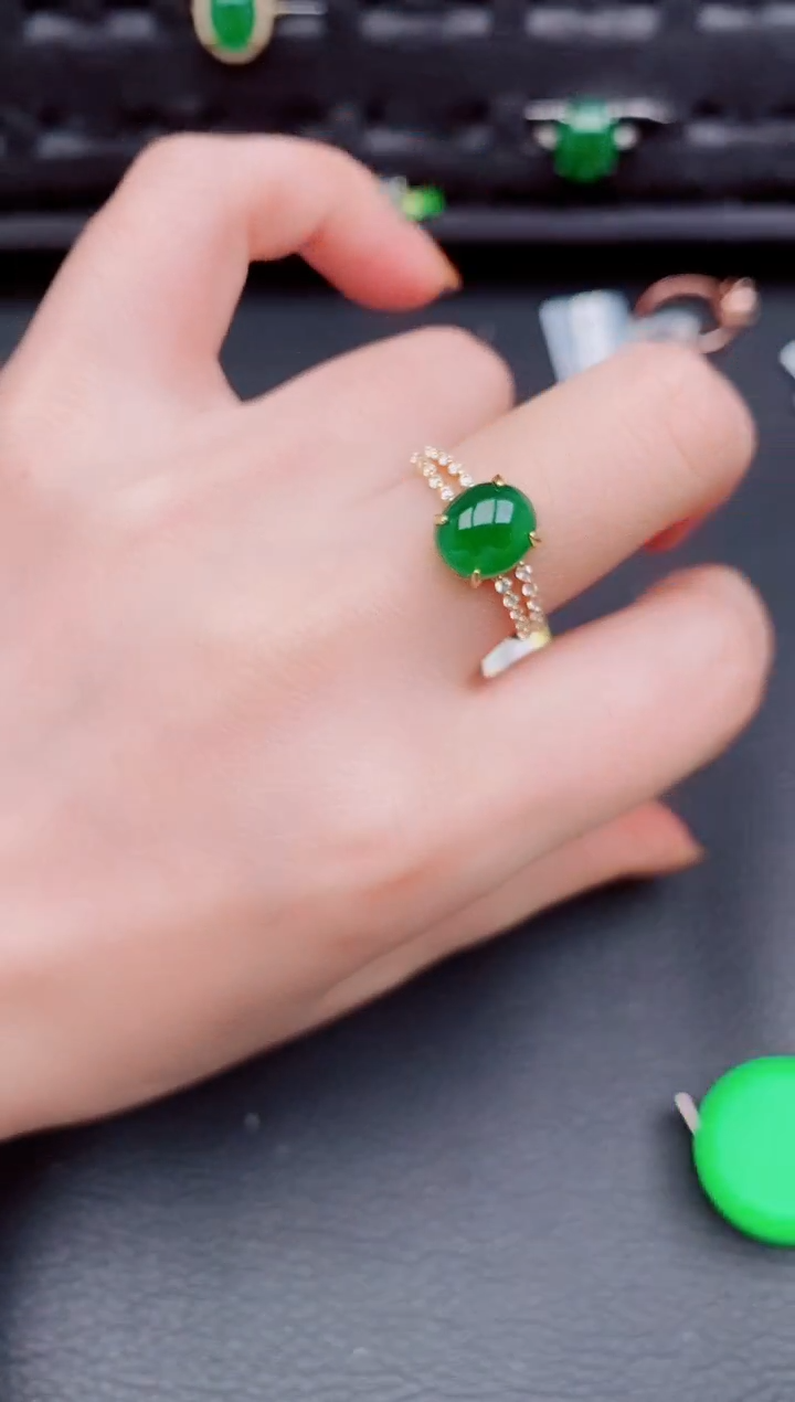 【闪购商品】翡翠戒指银S925镶嵌天然a货翡翠561