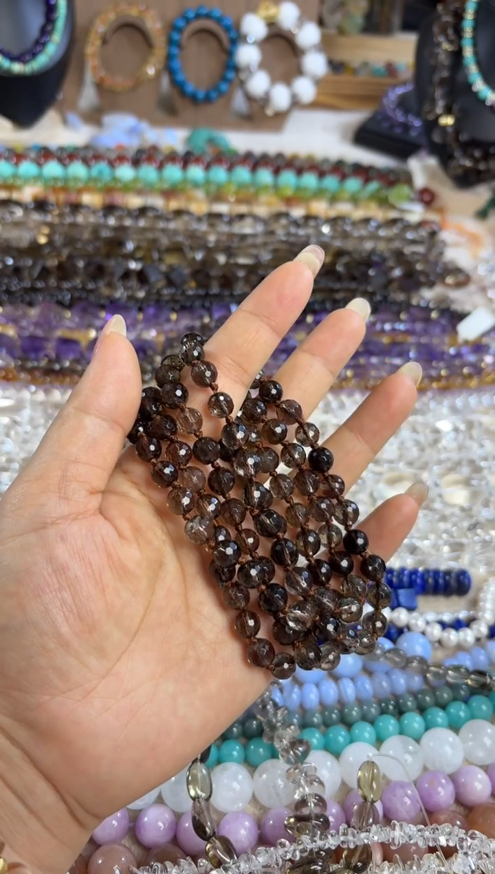 未镶嵌玛瑙/玉髓珠宝半成品茶晶蹦迪卡8 绕手五圈