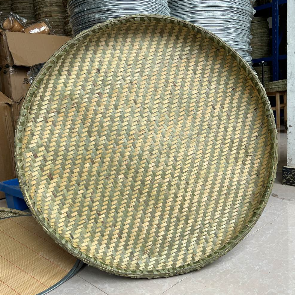 头层加二层80厘米晾晒盘竹编竹制品圆簸箕底部加固