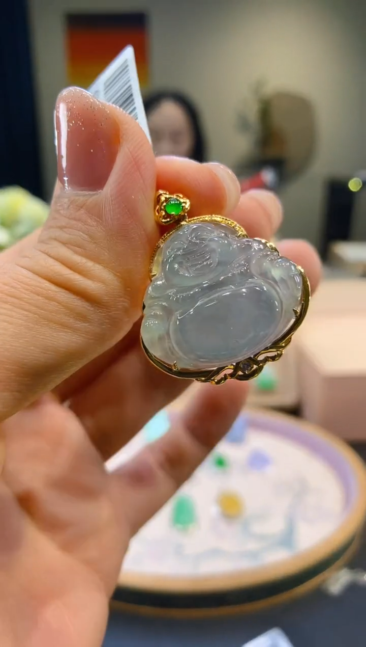 【闪购商品】翡翠18K金镶嵌吊坠(不含链)佛公