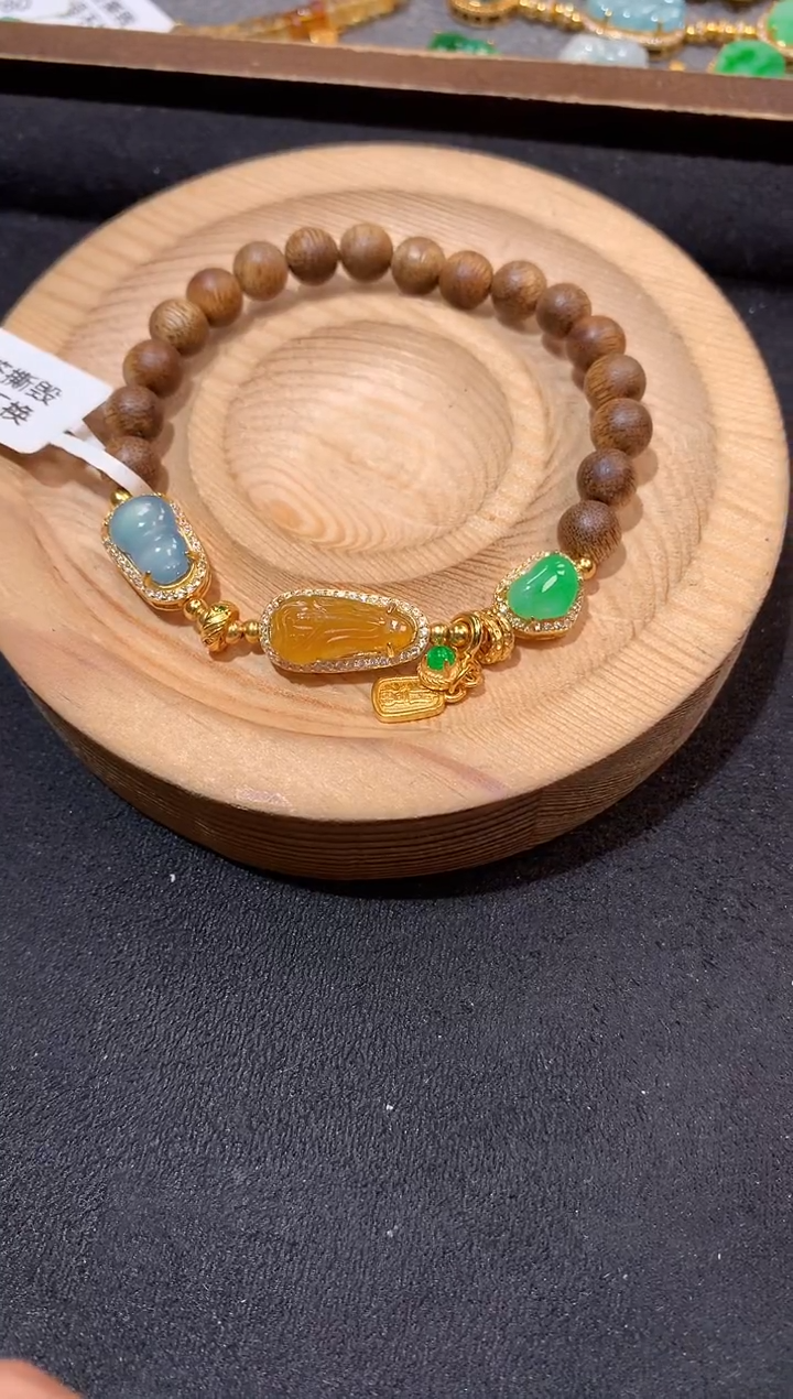 吊坠(不含链)银S925镶嵌翡翠手串