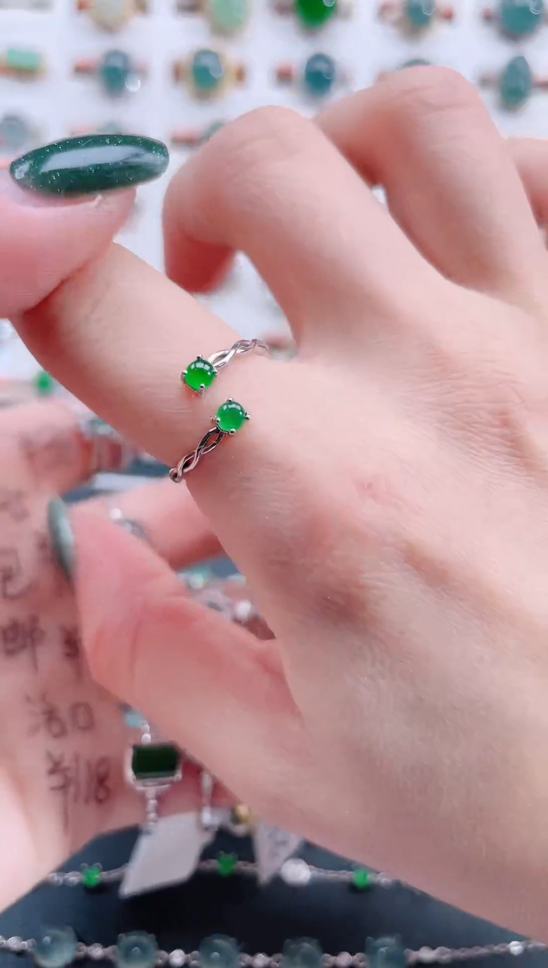 银S925镶嵌戒指翡翠天然翡翠