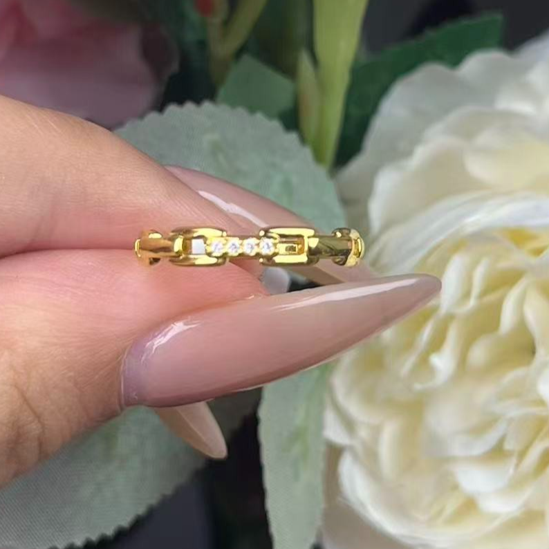 珍珍【足金999）铁链戒指 6D工艺（样品编码25110377）