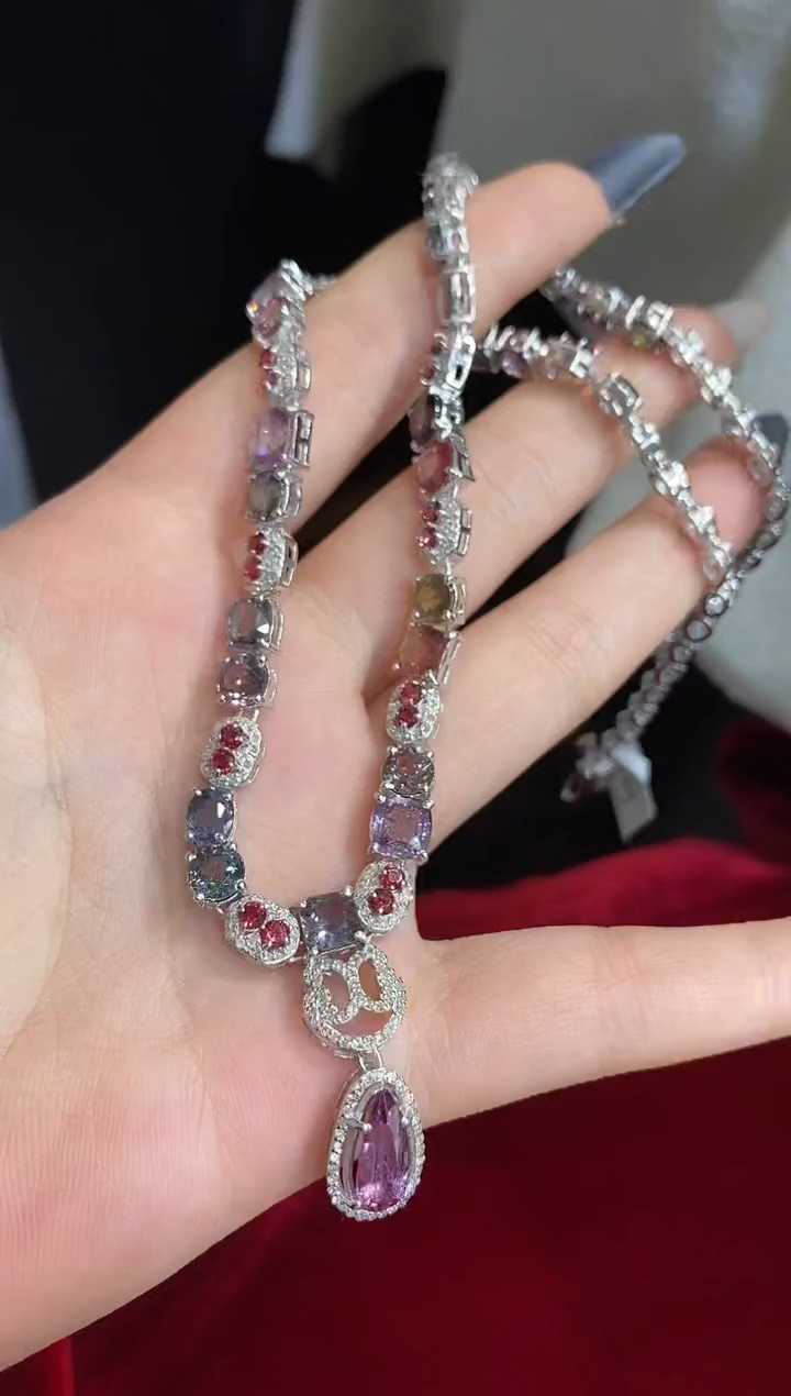 银S925镶嵌项链定制尖晶石楚楚珠宝中古甄选不退换