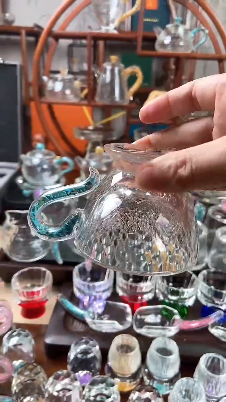 【闪购商品】玺宴新款水晶高底咖啡杯绿松石