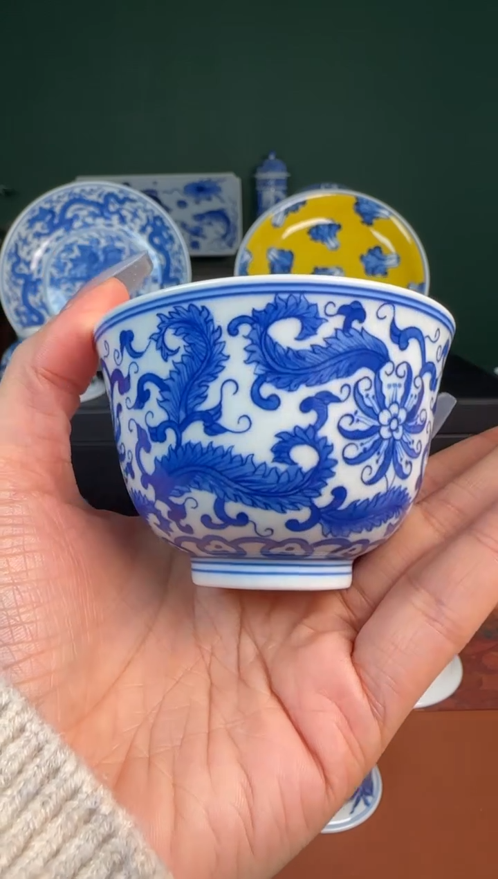 【闪购商品】杯景雨柴窑。青花 主人 杯杯 