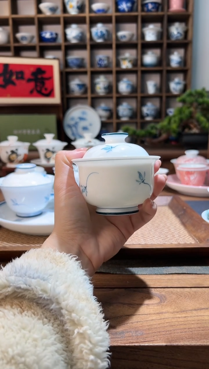 【闪购商品】玉兰花布袋二才盖碗