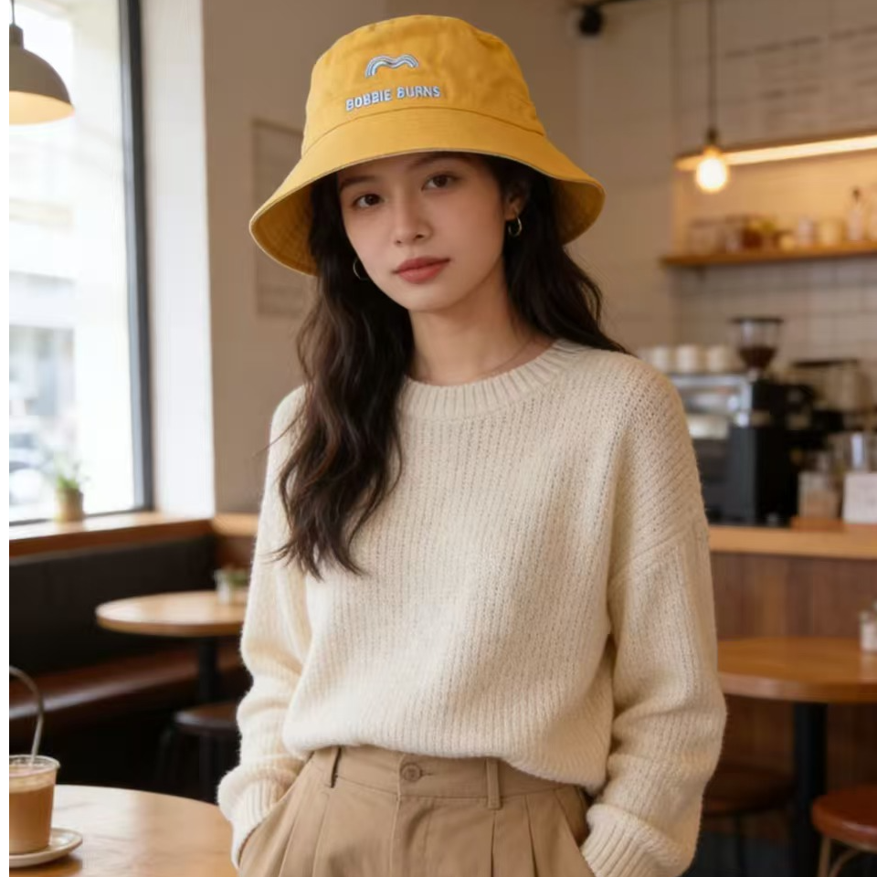 开心专属】渔夫帽☞百搭四季渔夫帽圆顶男女遮阳帽DA30黄