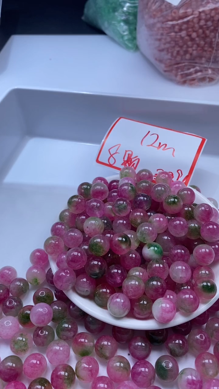 颈饰未镶嵌水晶W2989-西瓜碧玺12mm*8颗