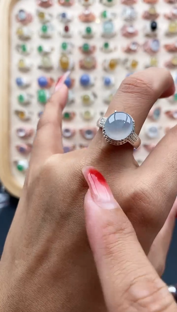 【闪购商品】翡翠戒指未镶嵌缅甸天然A货翡翠444 2+8