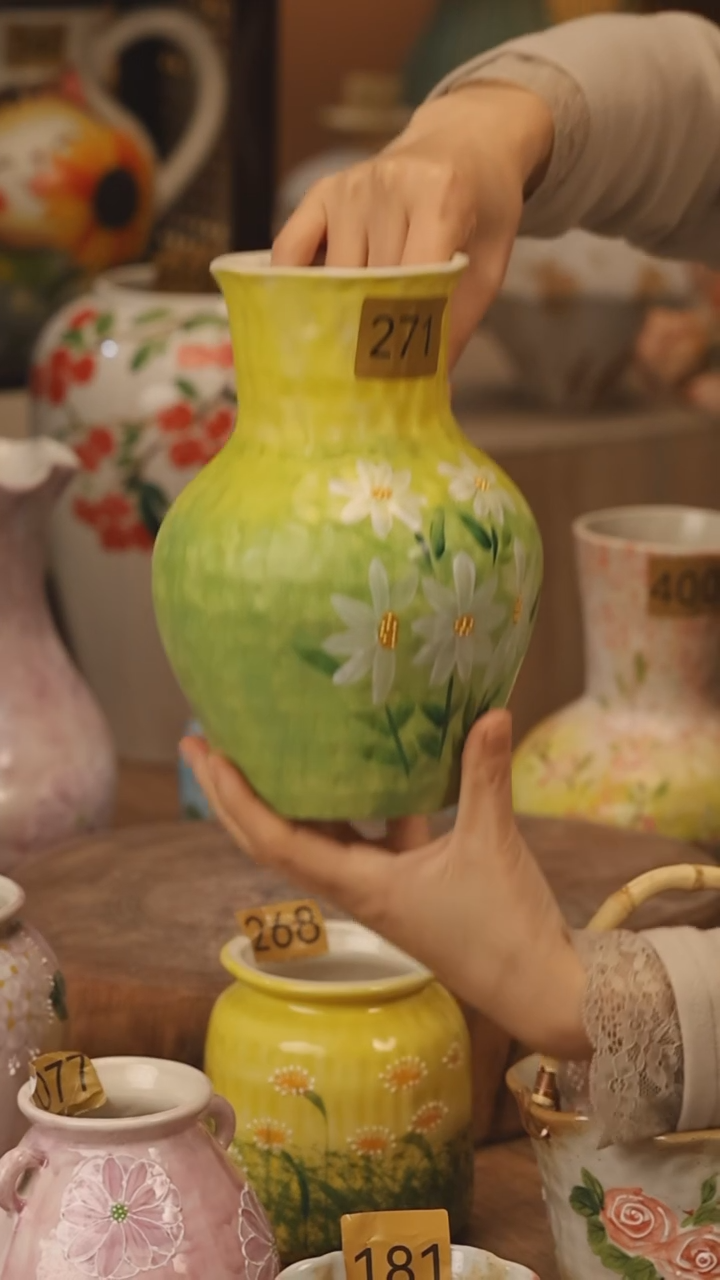 陶瓷景德镇设计师手作花器摆件侘寂风@M271@