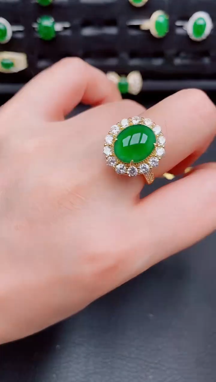 【闪购商品】翡翠戒指银S925镶嵌天然a货翡翠257