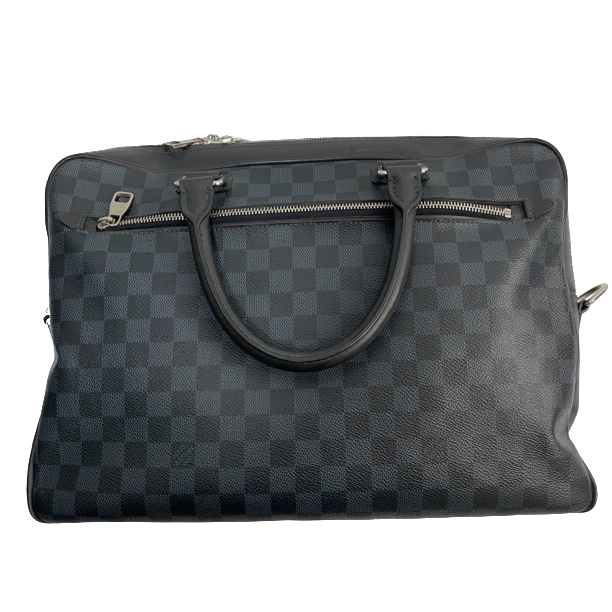 95新 LouisVuitton/路易威登 98新Lv蓝黑棋盘格公文包商务男士