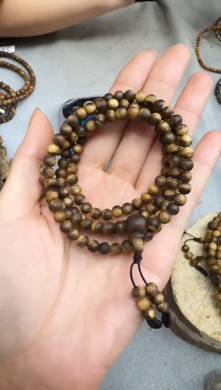 沉香手串0510白棋圆珠多圈多样性发一