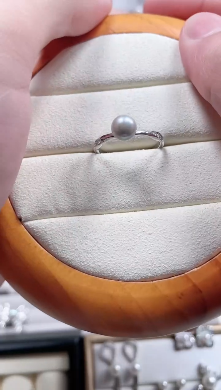 【闪购商品】海水珍珠戒指银S925镶嵌真多麻款珍珠戒指