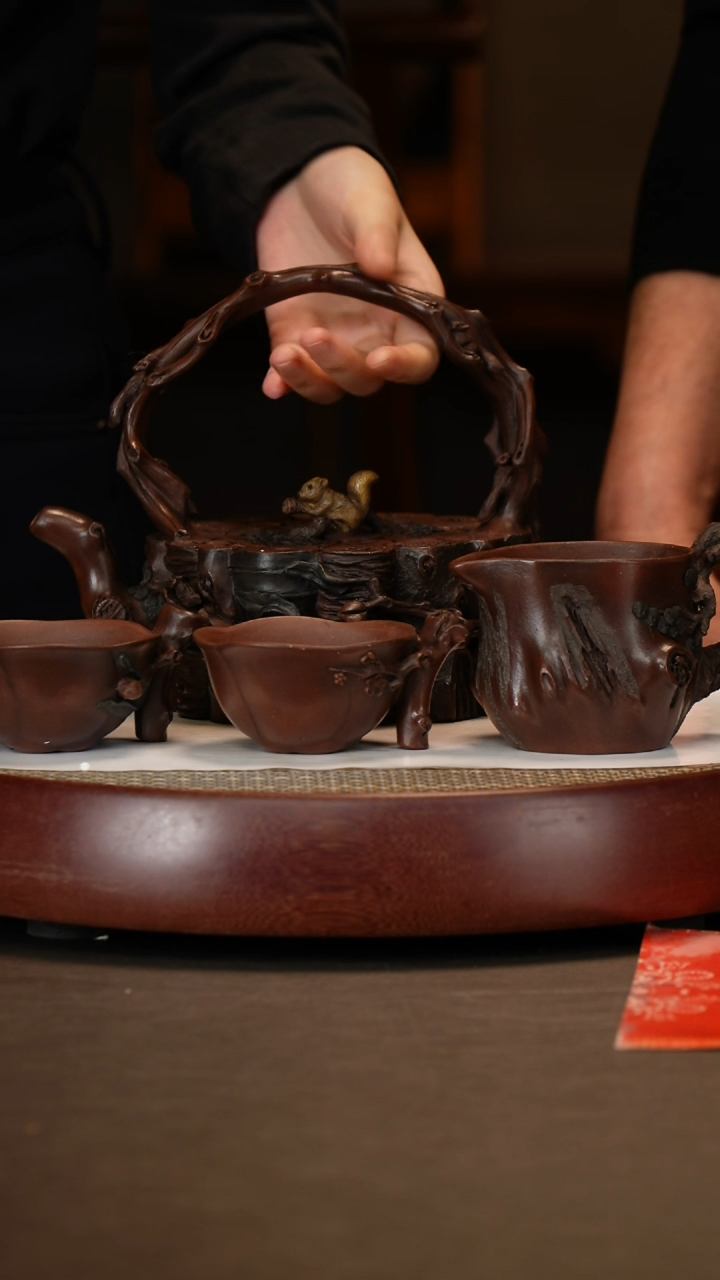 【闪购商品】紫砂茶壶岁寒三友套组+段泥香炉+香炉