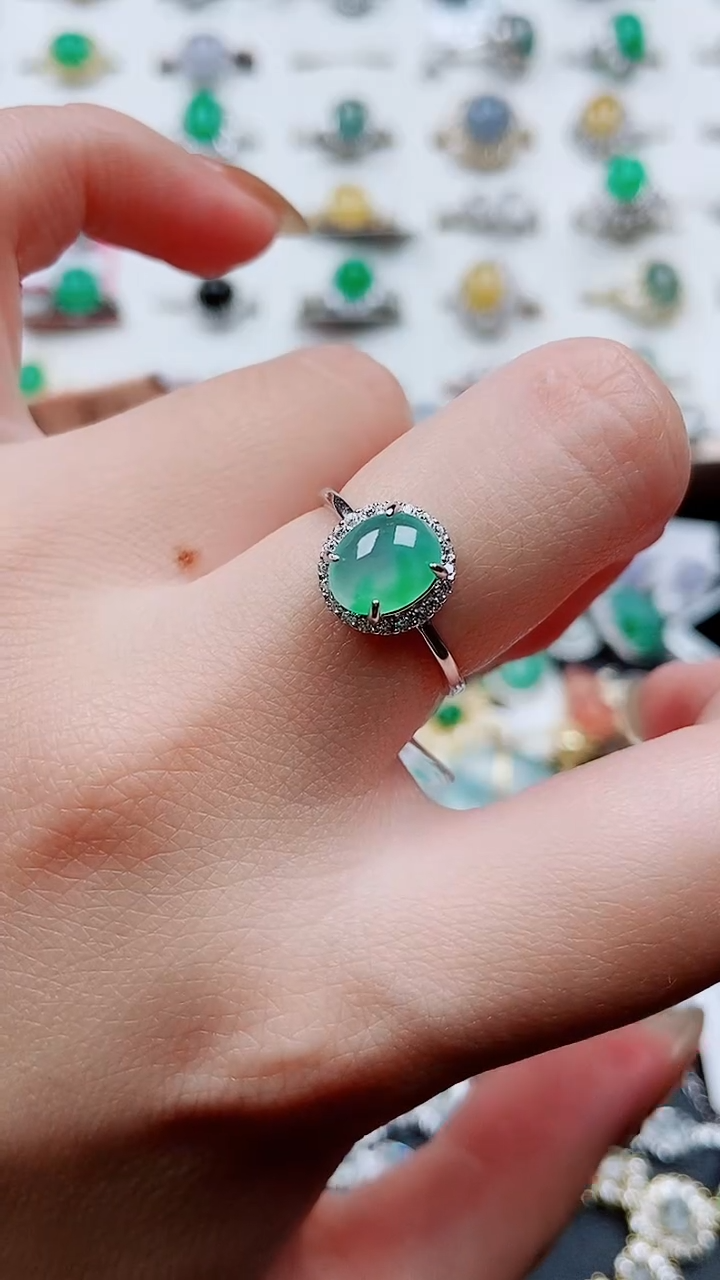 银S925镶嵌戒指翡翠一****·1