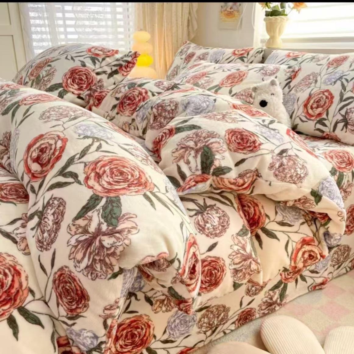 新款亲肤印花繁花四件套轻奢简约绣花