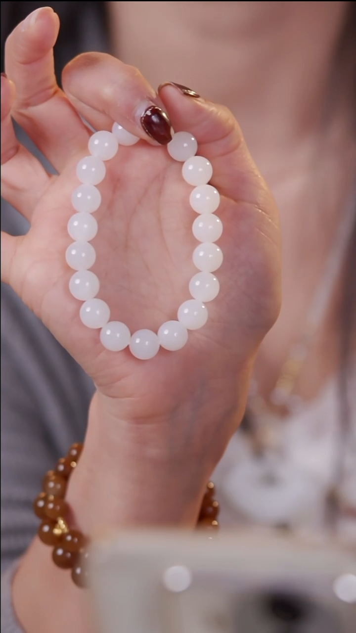 【闪购商品】和田玉手链未镶嵌白玉手串卡10mm