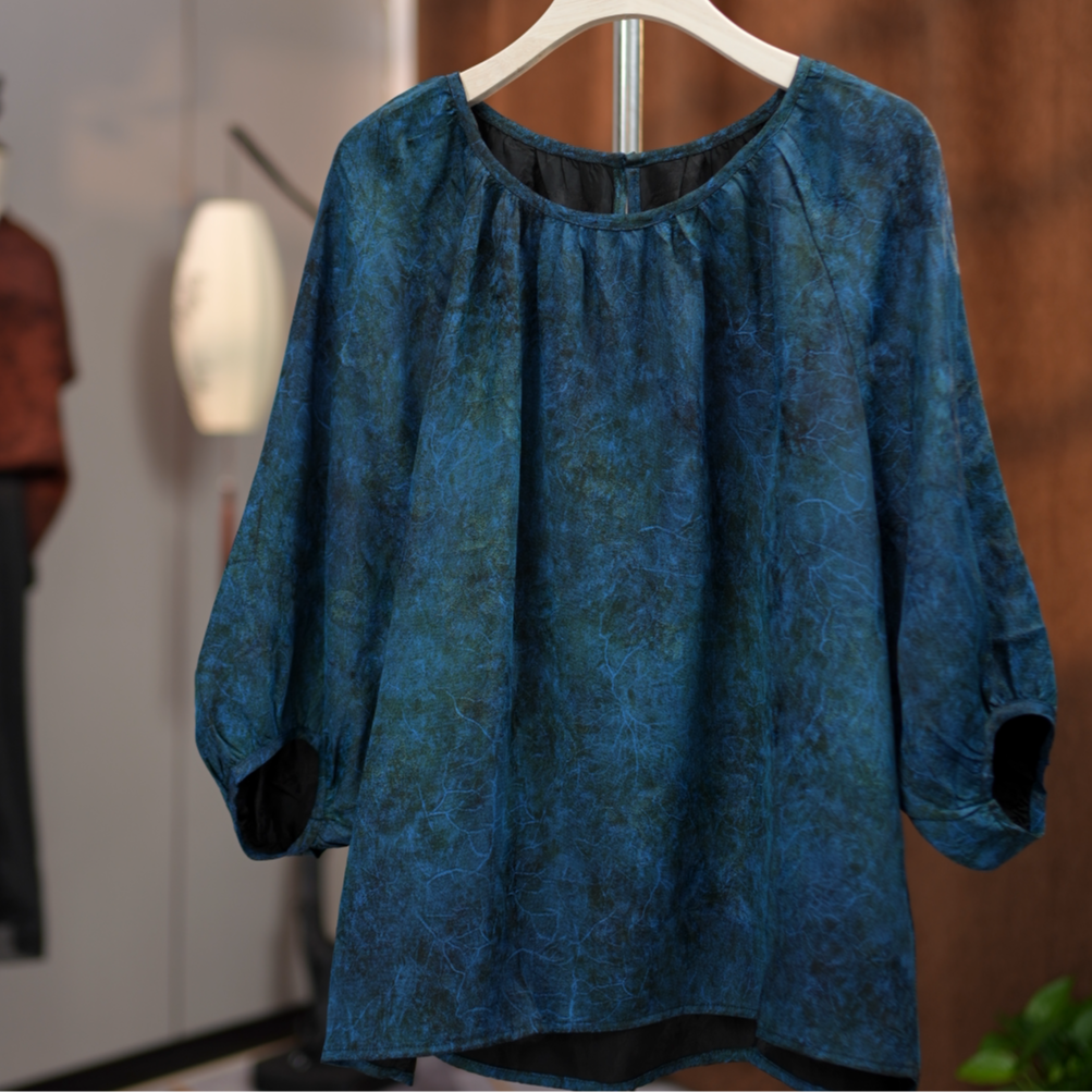 1717老料桑蚕丝气质宽松圆领上衣