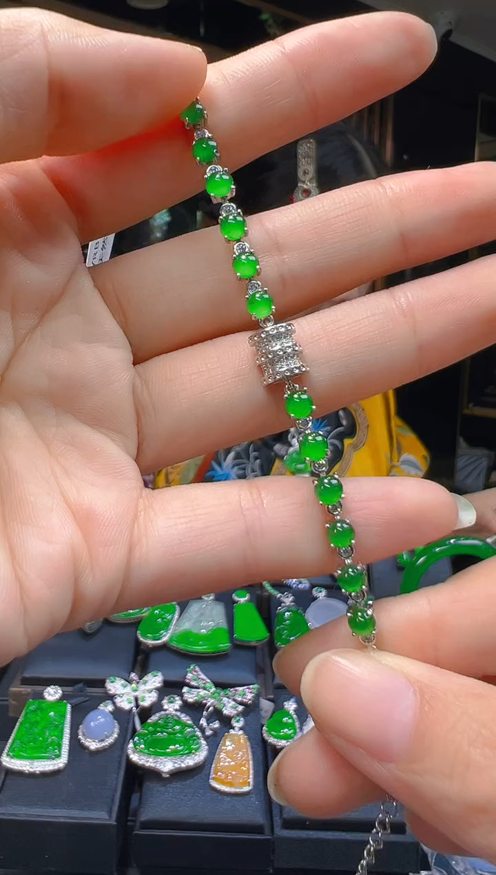 银S925镶嵌手链翡翠078(多样性发货发其一)