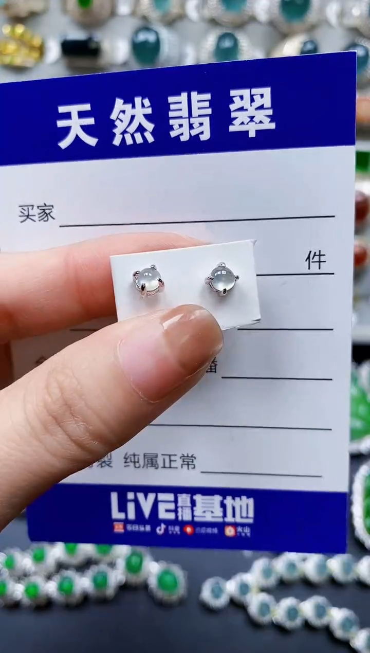 【闪购商品】翡翠银S925镶嵌耳饰0118