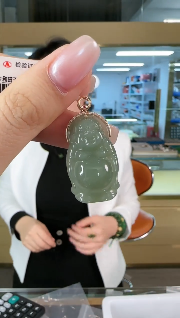 【闪购商品】和田玉吊坠18K金镶嵌0116-101