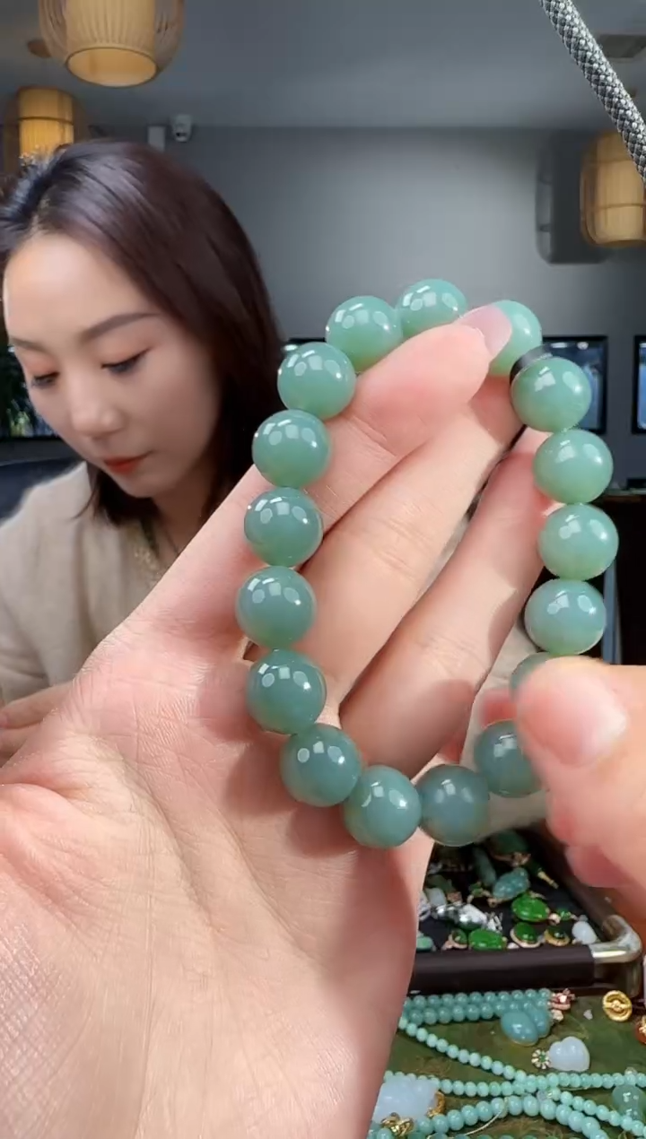 足银镶嵌手链和田玉卡12