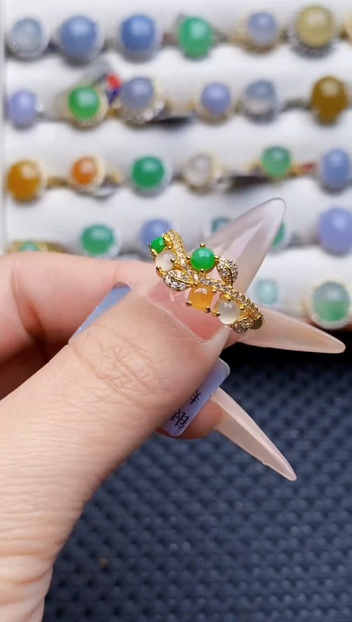 银S925镶嵌戒指翡翠2227