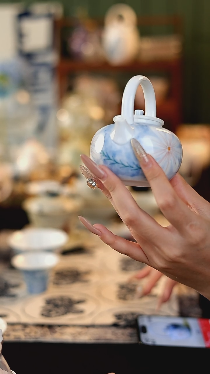 瓷片11111梵小雏菊提梁壶