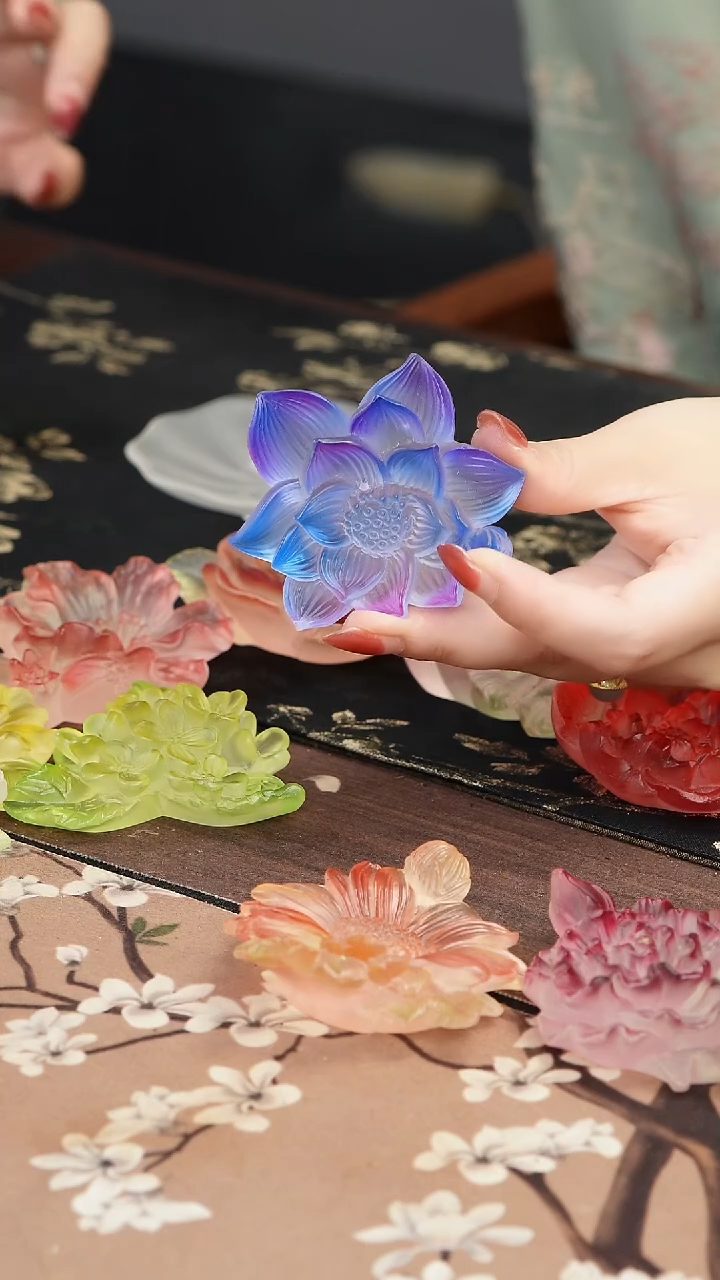 手工艺品琉璃荷花香插