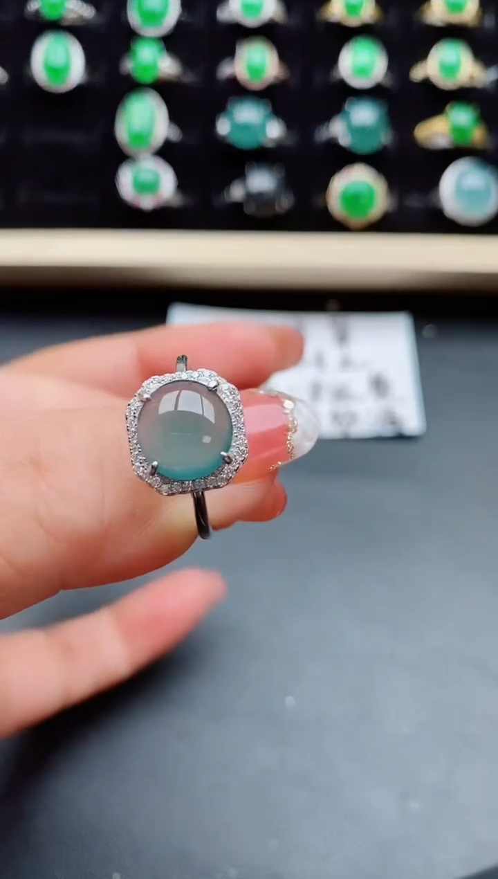【闪购商品】翡翠戒指银S925镶嵌8000
