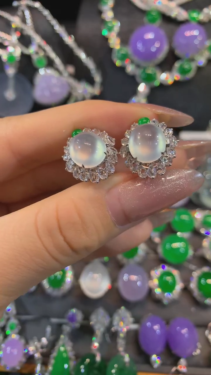 【闪购商品】翡翠耳饰18K金镶嵌耳饰